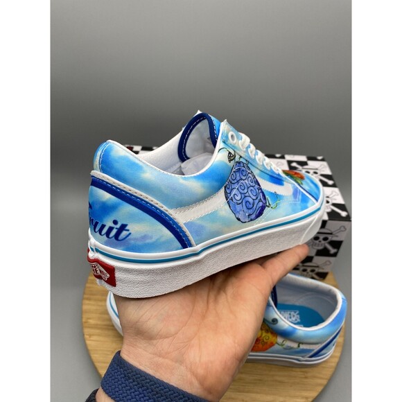Vans One Piece Devil Fruit Skate Sneaker Old Skool Shoes Blue Mens 7.5 Womens 9 - Picture 16 of 16